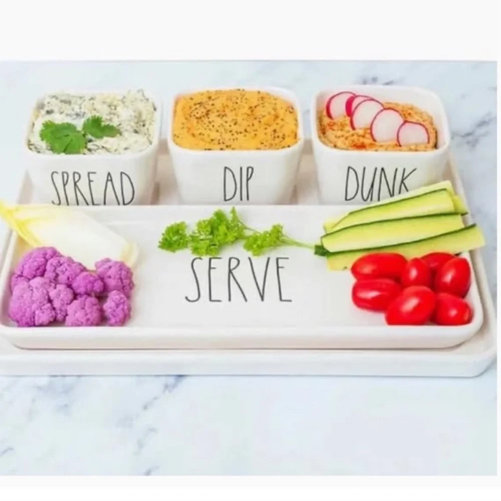 Rae Dunn 5 Piece Serving Set | Spread + Dip + Dunk + Serve | NEW Farmhouse Dip